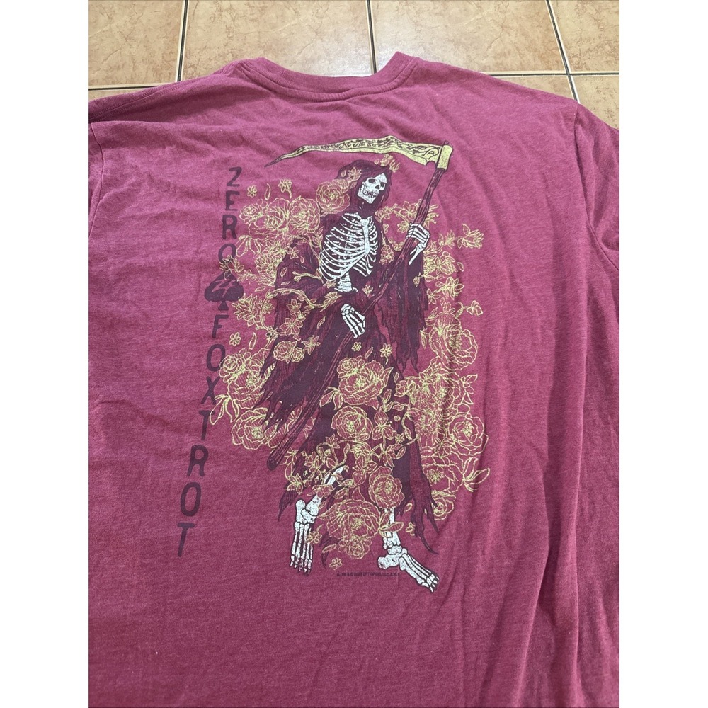 Zero Foxtrot Mens Reaper Graphic T-Shirt Red Sz Large Double Sided Tee